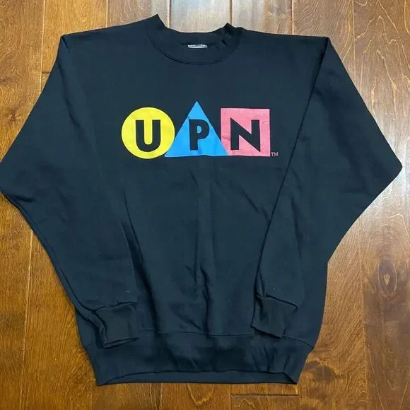 Onieta Vintage Y2K UPN Network TV Crewneck Sweatshirt Black Men's Size Medium - Picture 3 of 8
